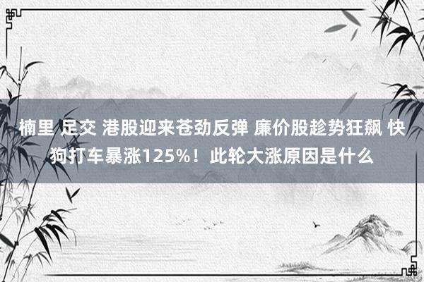 楠里 足交 港股迎来苍劲反弹 廉价股趁势狂飙 快狗打车暴涨125%！此轮大涨原因是什么