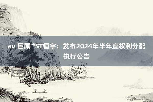 av 巨屌 *ST恒宇：发布2024年半年度权利分配执行公告