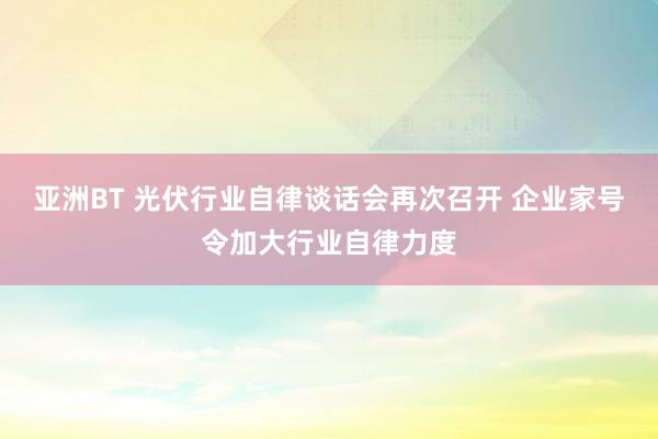 亚洲BT 光伏行业自律谈话会再次召开 企业家号令加大行业自律力度