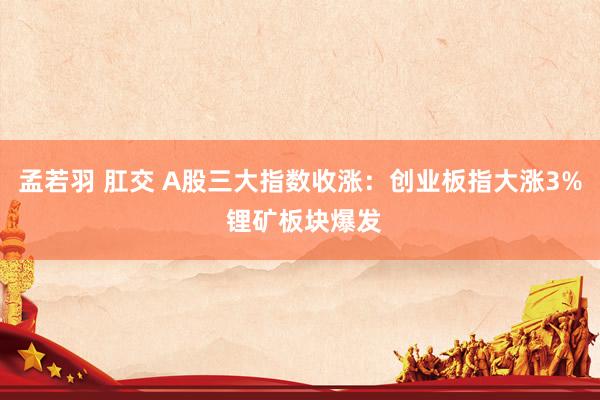 孟若羽 肛交 A股三大指数收涨：创业板指大涨3% 锂矿板块爆发