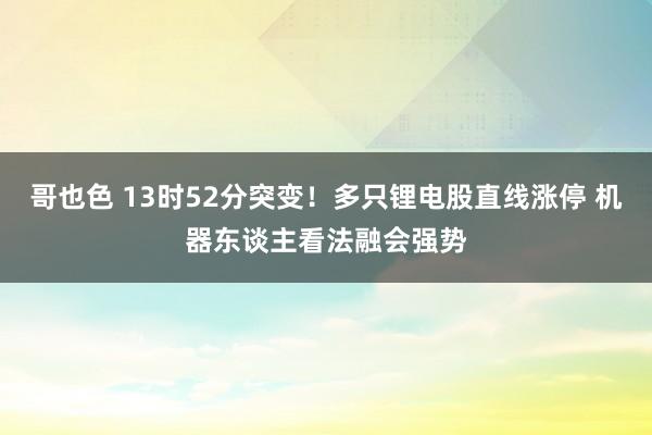 哥也色 13时52分突变！多只锂电股直线涨停 机器东谈主看法融会强势