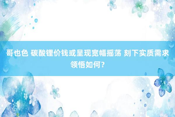 哥也色 碳酸锂价钱或呈现宽幅摇荡 刻下实质需求领悟如何？