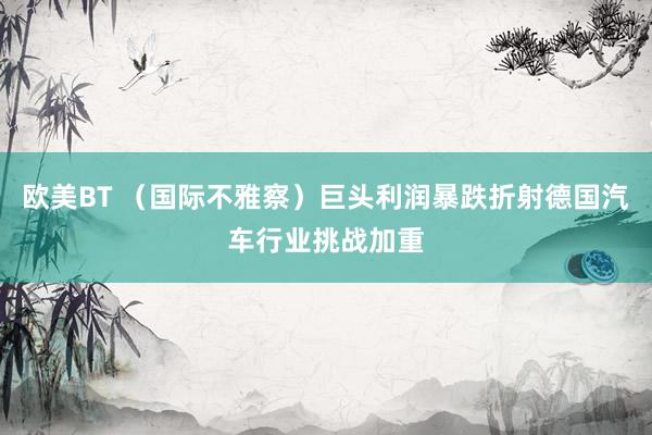 欧美BT （国际不雅察）巨头利润暴跌折射德国汽车行业挑战加重