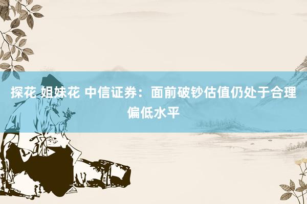 探花 姐妹花 中信证券：面前破钞估值仍处于合理偏低水平
