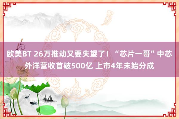 欧美BT 26万推动又要失望了！“芯片一哥”中芯外洋营收首破500亿 上市4年未始分成
